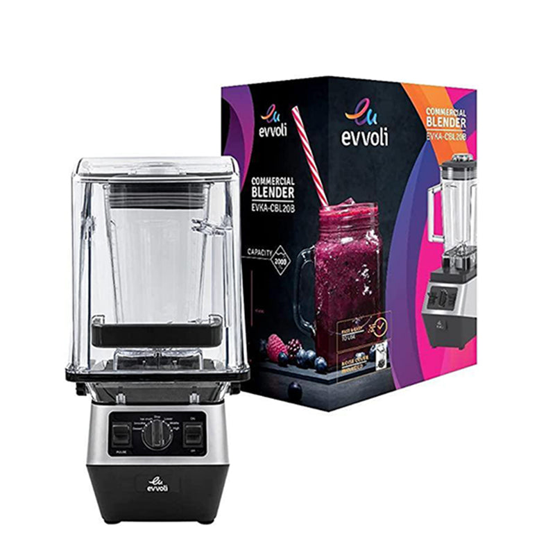 Evvoli Commercial Blender With Ice Crusher, 3 Speed Control, 2L, 2200W, EVKA-CBL20B, Black