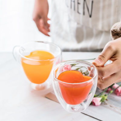 Heart Shaped Double Walled Glass Tea & Coffee Mug with Handle