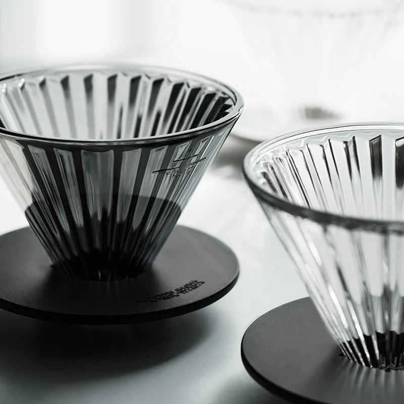 Glass Pour Over Coffee Dripper with Base – V60 Style Manual Coffee Brewer