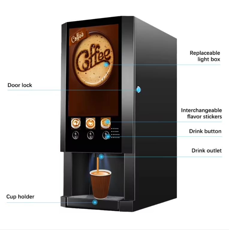 3 OPTIONS HOT TEA & COFFEE VENDING MACHINE WITH DIGITAL TOUCH PANEL (BRAND NEW)