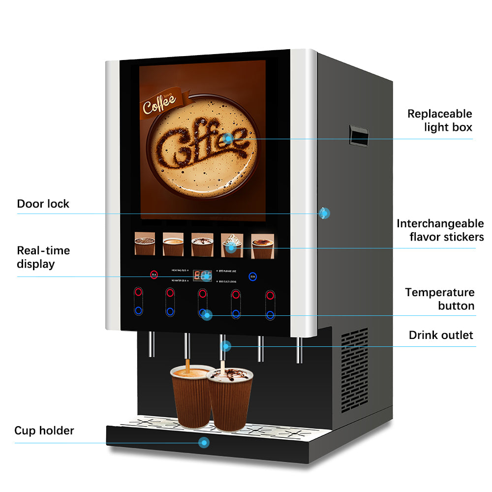 12 OPTIONS HOT & COLD TEA & COFFEE VENDING MACHINE WITH DIGITAL TOUCH PANEL (BRAND NEW)