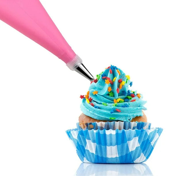 12pcs Cake Piping Nozzle Tools Set Silicone Icing Piping Cream Pastry Bag, Stainless Steel Nozzle Pastry Tips Converter for Dessert Decoration