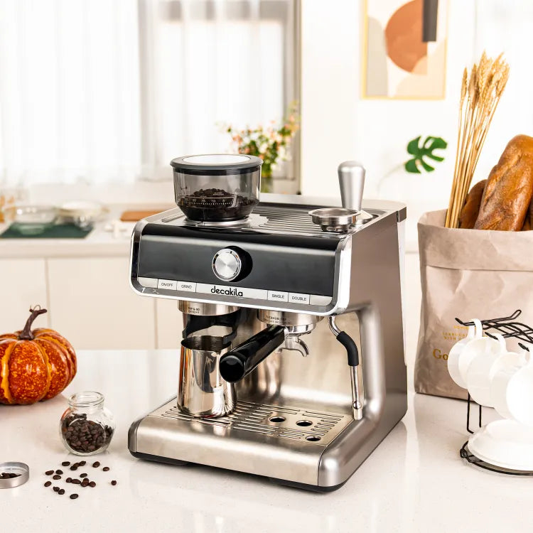 Decakila Kecf010m Espresso Coffee Machine With Grinder 15 Bar Powerful Pressure Pump 1350w