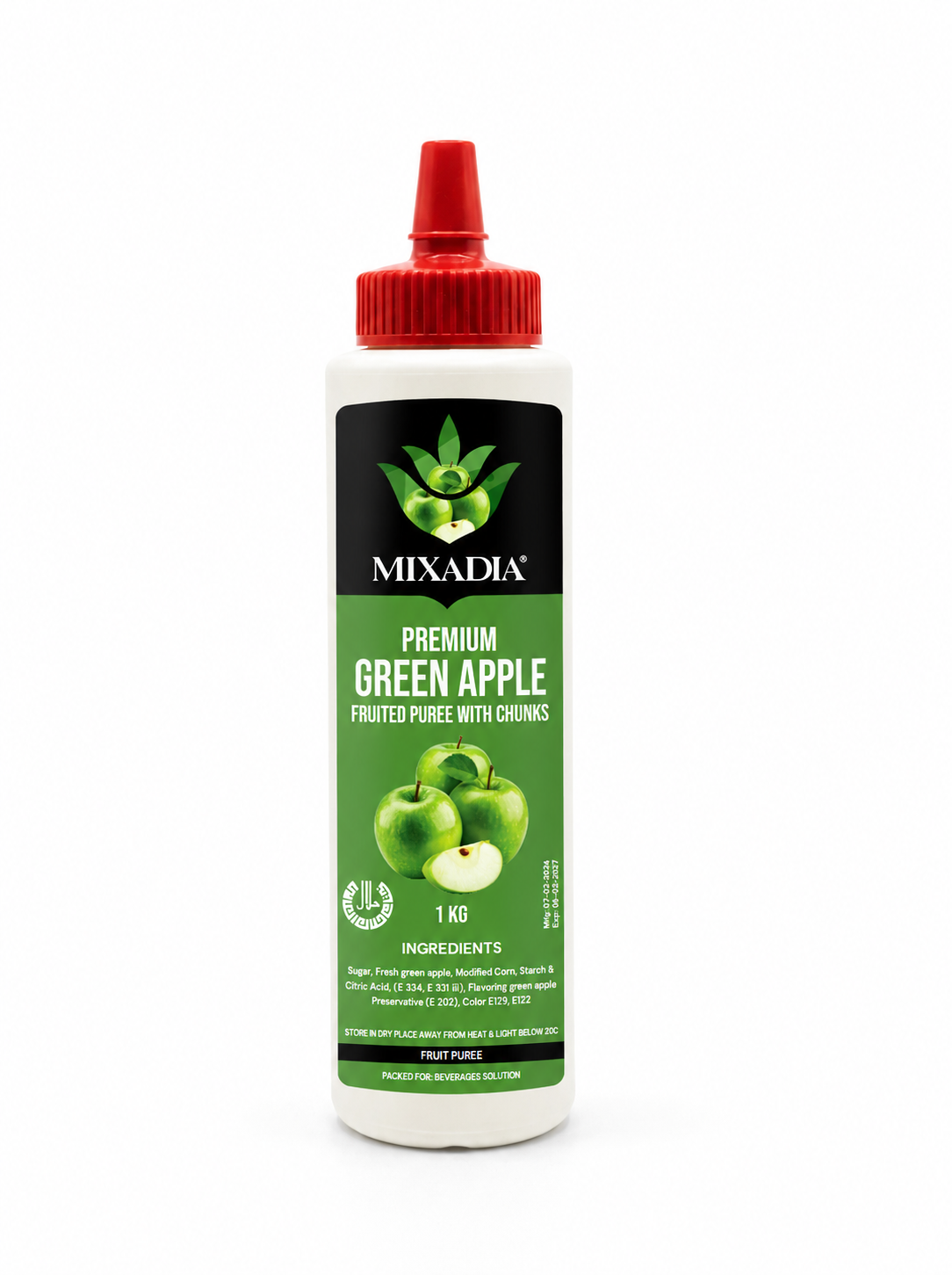 Mixadia Premium Green Apple Fruited Puree with Chunks – 1KG