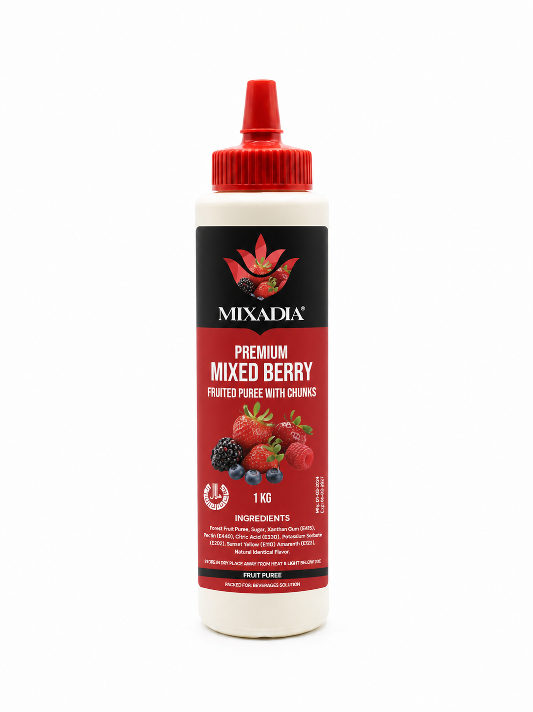 MIXADIA Premium Mixed Berry Fruited Puree With Chunks – 1 KG