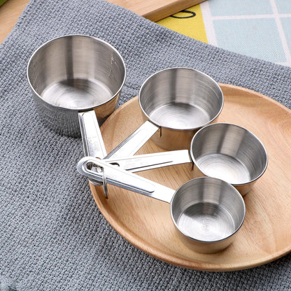 Measuring Cup Stainless Steel With Scale Kitchen Accessories Baking Tools For Flour Food Coffee Cooking 4pcs/set