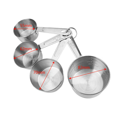 Measuring Cup Stainless Steel With Scale Kitchen Accessories Baking Tools For Flour Food Coffee Cooking 4pcs/set