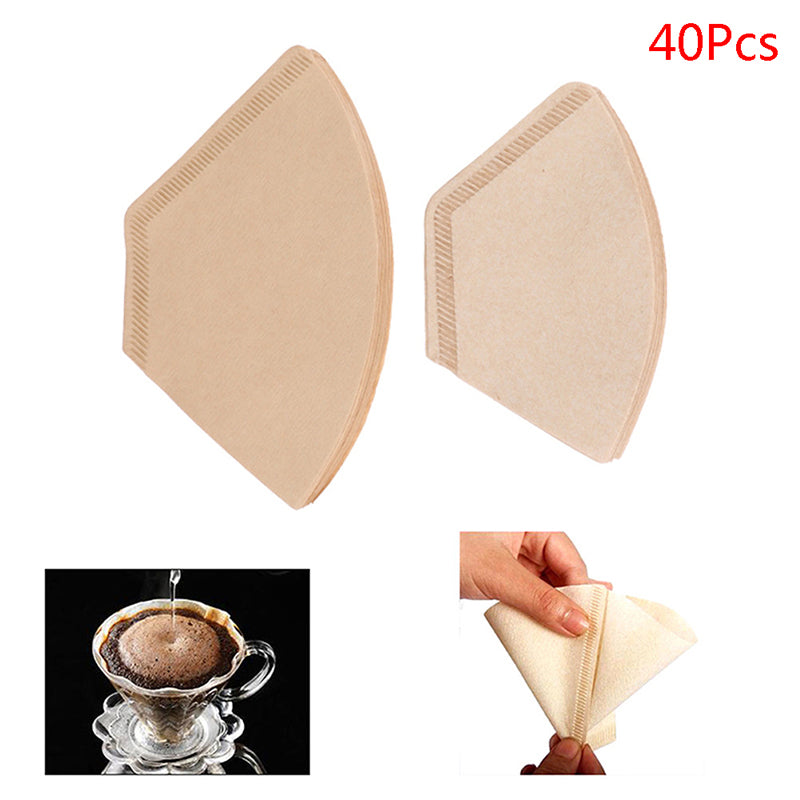 Coffee Paper Filter 40Pcs Unbleached Original Wooden Hand Dripper