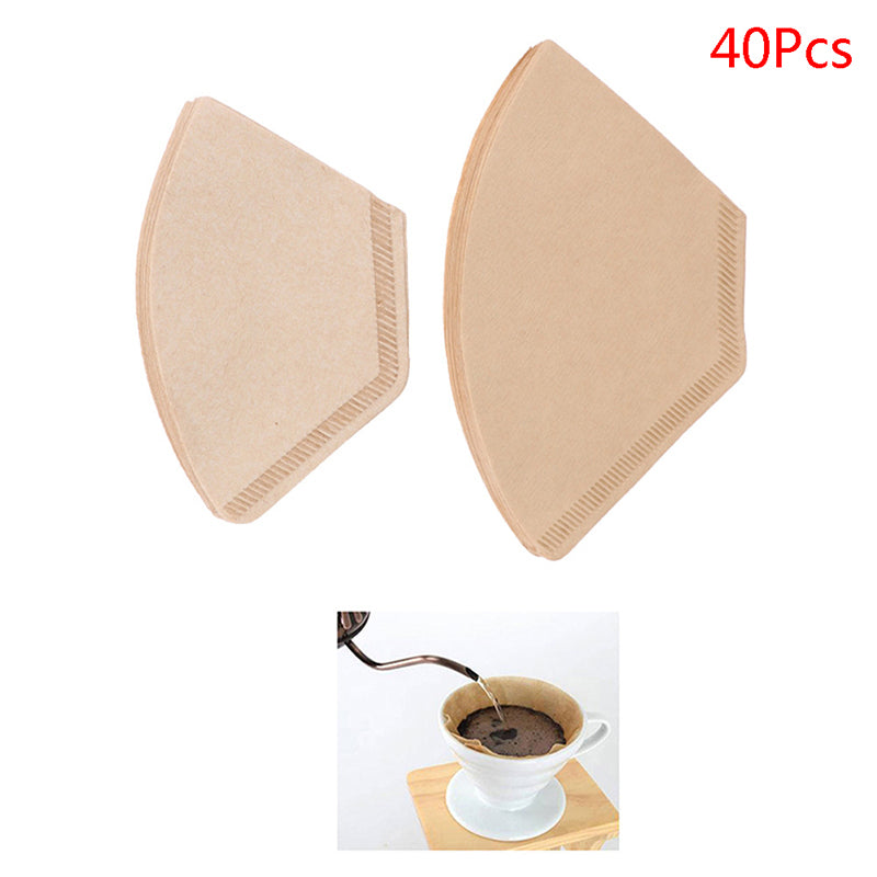 Coffee Paper Filter 40Pcs Unbleached Original Wooden Hand Dripper