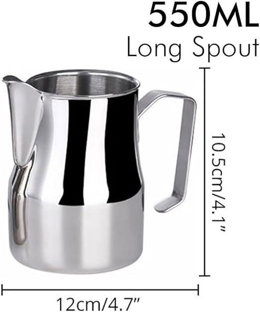 Barista Milk Frothing Jug Long Spout Stainless Steel