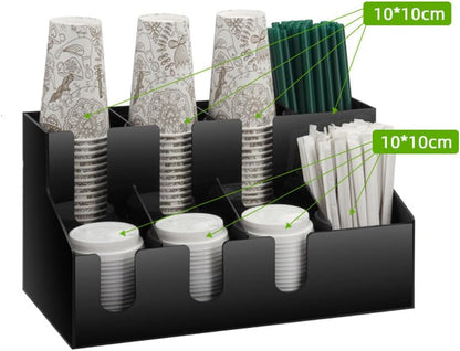 9 Compartment Coffee Cup and Condiment Organizer