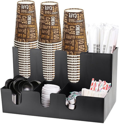 9 Compartment Coffee Cup and Condiment Organizer