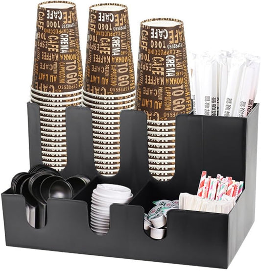 9 Compartment Coffee Cup and Condiment Organizer