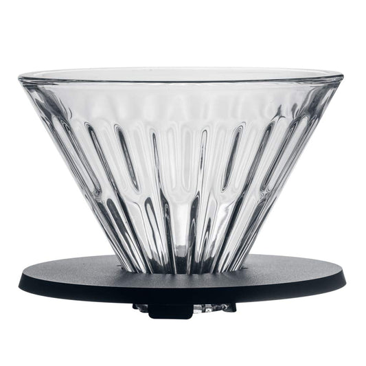 Glass Pour Over Coffee Dripper with Base – V60 Style Manual Coffee Brewer