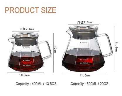Glass Pour Over Coffee Server – (400ml / 600ml )
