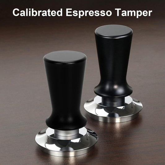 Coffee Tamper Push, Flat Base Ergonomic Design Stainless Steel Professional Barista Spring