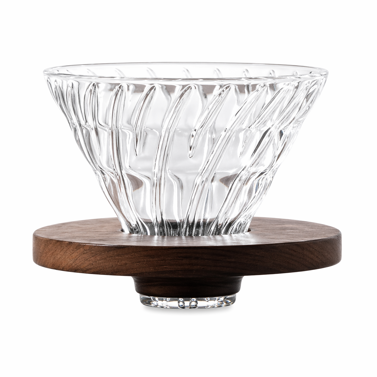Glass V60 Pour-Over Coffee Dripper with Wooden Base