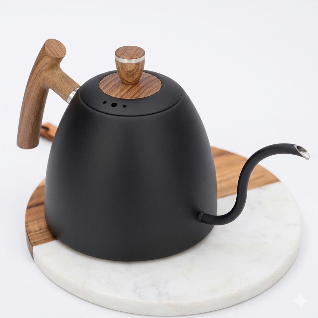 L beans-Wooden Handle Electric Goose neck Kettle with Temperature Control