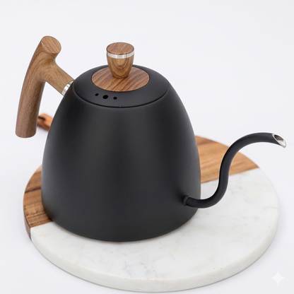 L beans-Wooden Handle Electric Goose neck Kettle with Temperature Control