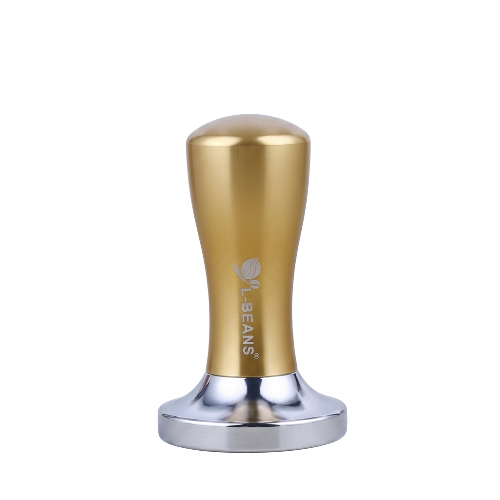 Tamper – 58mm Flat Base Barista Tool with Ergonomic Handle (Red & Stainless Steel)