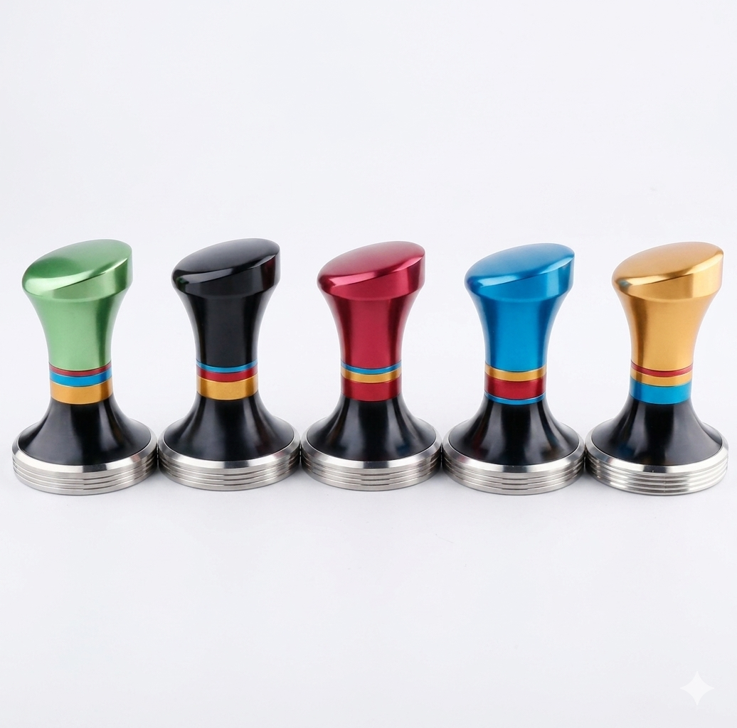 58mm Espresso Coffee Tamper – Premium Stainless Steel Flat Base with Ergonomic Aluminum Handle (Multi-Color Barista Edition)