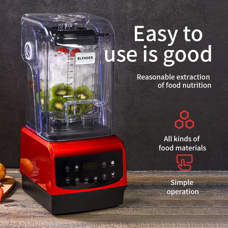 Bevsol Digital Commercial Soundproof Blender – Red