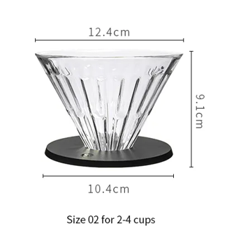 Glass Pour Over Coffee Dripper with Base – V60 Style Manual Coffee Brewer