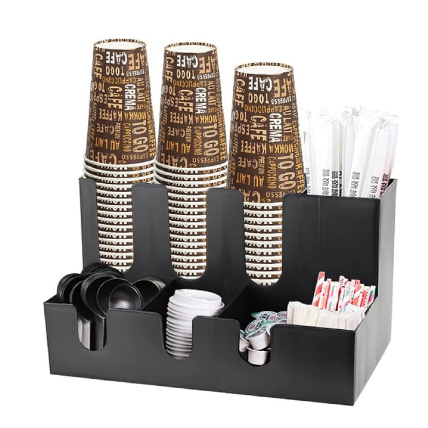 9 Compartment Coffee Cup and Condiment Organizer