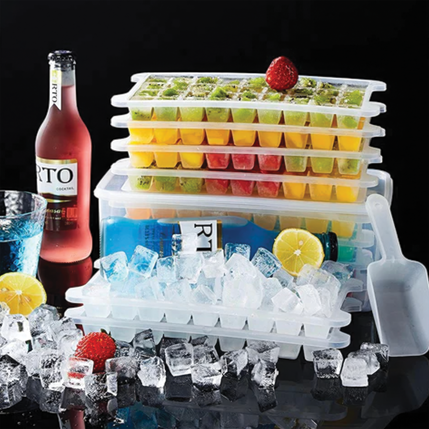 96 Grids PC Diamond Cube Ice Tray Large Silicone Ice Cube Trays Ice Jelly Maker