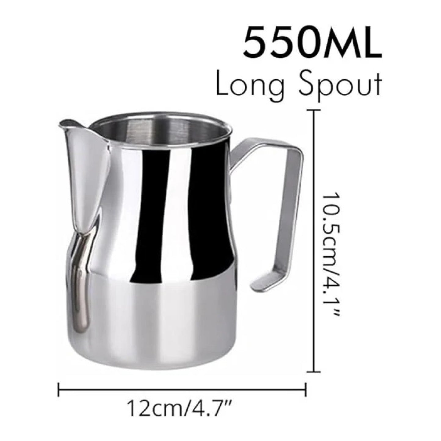 Barista Milk Frothing Jug Long Spout Stainless Steel