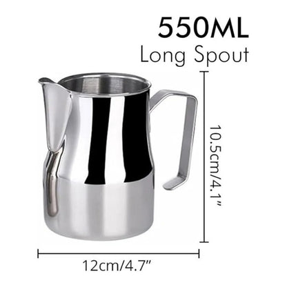 Barista Milk Frothing Jug Long Spout Stainless Steel