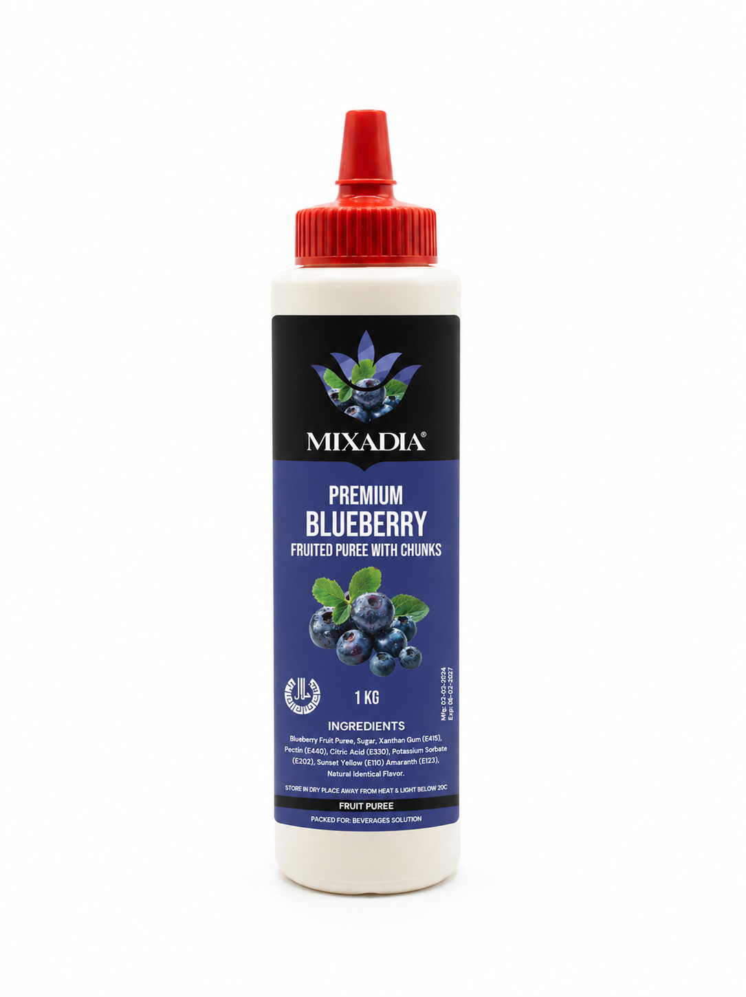 Mixadia Premium Blueberry Fruited Puree with Chunks – 1KG