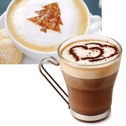 16pcs Coffee Latte Molds Cappuccino Coffee Art Stencils Template Strew Flowers Pad