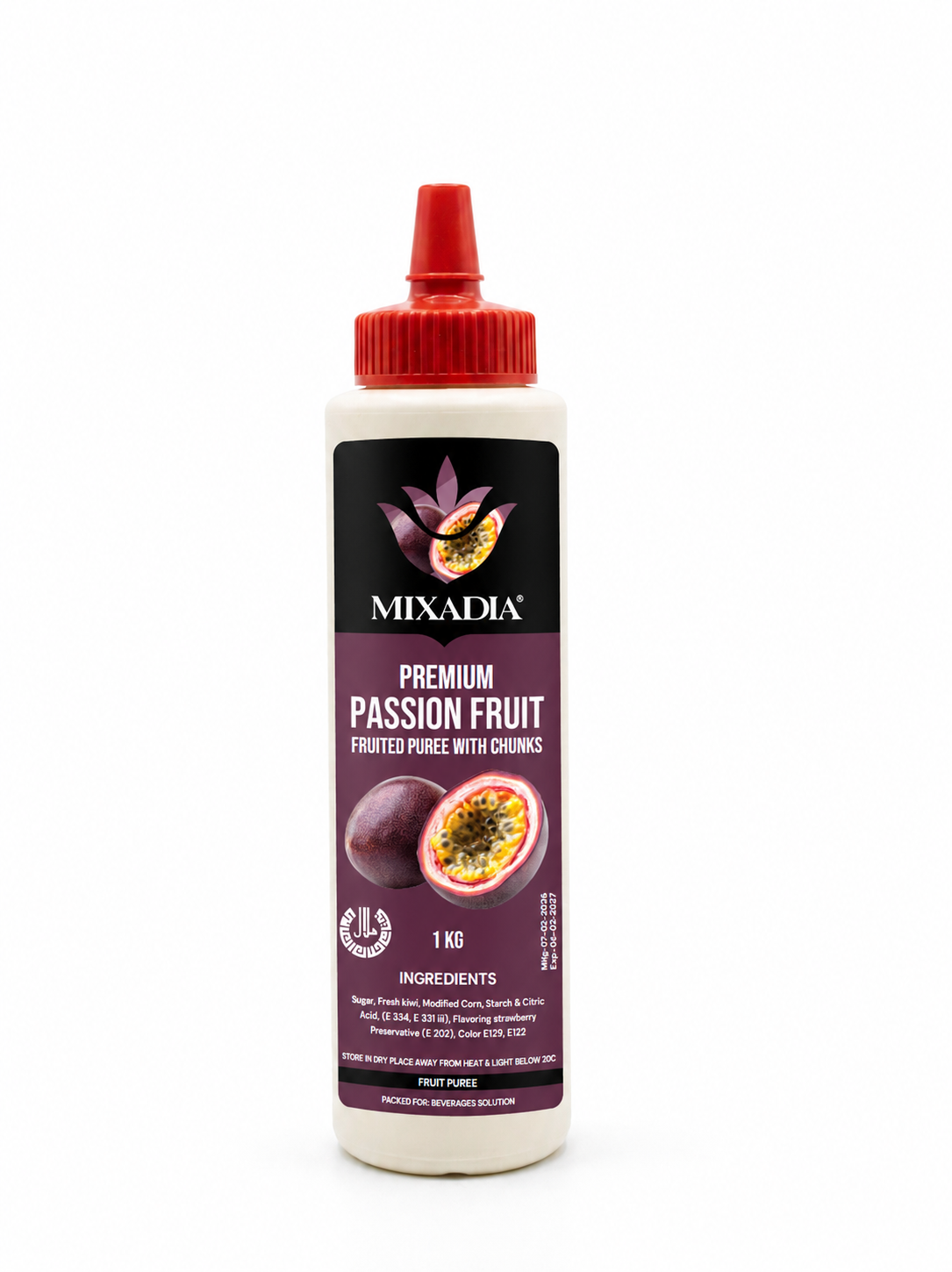 MIXADIA Premium Passion Fruit Fruited Puree With Chunks – 1 KG