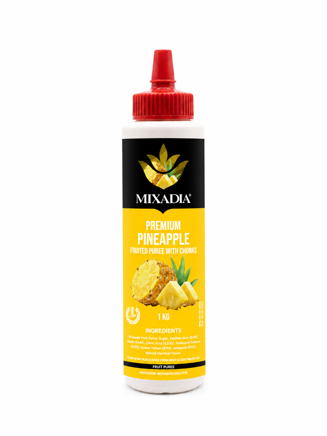 MIXADIA Premium Pineapple Fruited Puree With Chunks – 1 KG