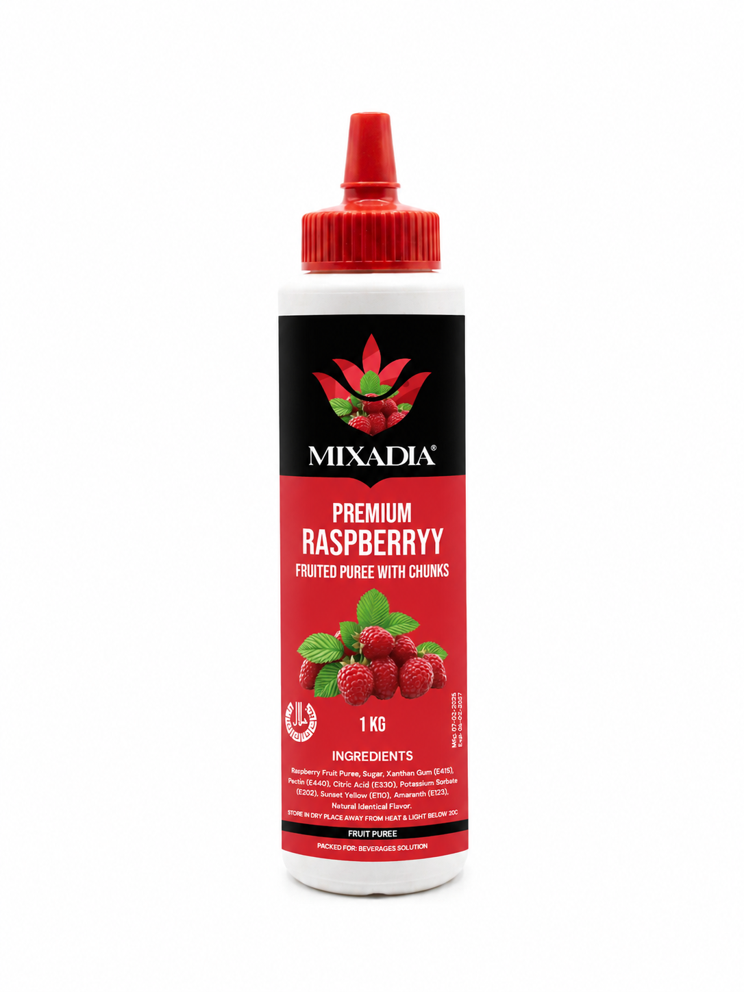 MIXADIA Premium Raspberry Fruited Puree With Chunks – 1 KG